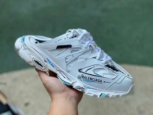 Medias zapatillas Balenciaga graffiti blanco Balenciaga Triple S logo de tela bordado sandalias de m