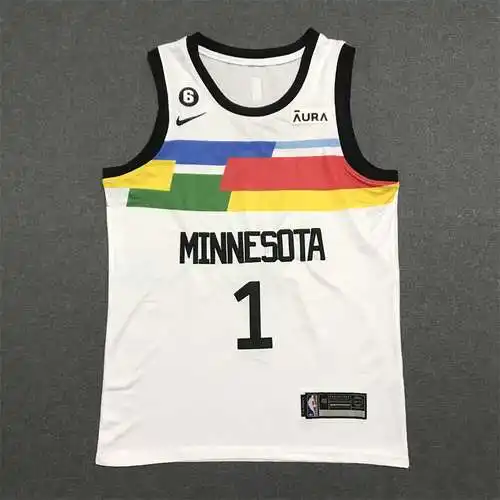 Timberwolves No. 1 Anthony Edwards Edición Ciudad Blanco