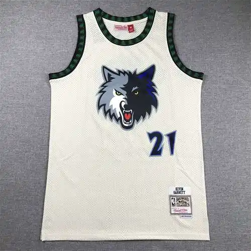 Timberwolves No. 21 Garnett Crema Blanco