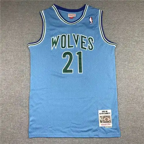 Timberwolves No. 21 Garnett Retro Azul Cielo