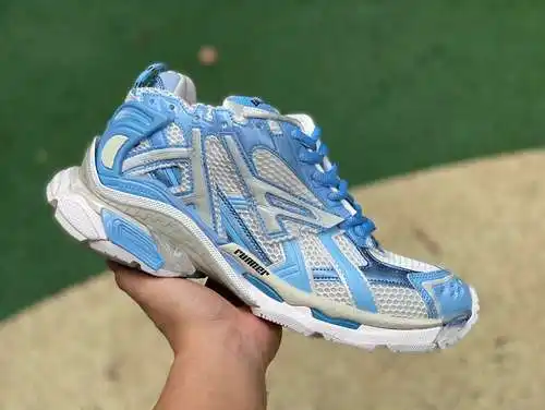 Balenciaga 7.0 North Carolina Blue M Pure Original ⚡️ Balenciaga Runner Grafhti Mesh Lace Up Low Top