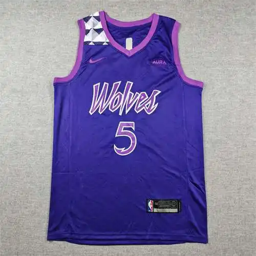 Timberwolves No. 5 Anthony Edwards City Edition Púrpura