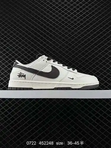 24 Nike Stussy x Nk SB Dunk Low Stussy de marca compartida: zapatillas informales bajas en blanco ro