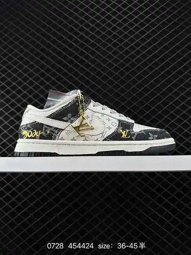 2 Nike SB Dunk Low x Louis Vuitton LV denim blanco y negro número de artículo oficial: FC688 63 Tall