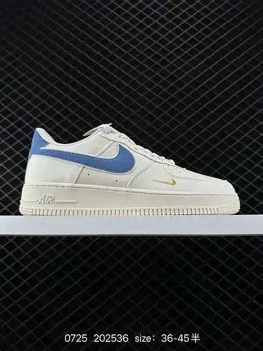 8 Lanzamiento simultáneo oficial de NIke Air Force '7 metros de tela azul dorado Air Force One zapat