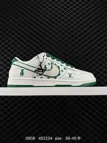 Siete zapatillas nike dunk low, zapatillas deportivas conjuntas Louis vuitton, tirantes deconstruido