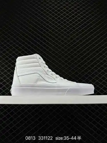 Vans VANS sk8 hi true White Leather pure White High Top Leisure sulfurized lona shoes VANS sk8 nació