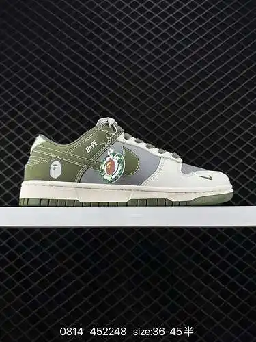 24 NK SB Dunk low bape - beige Grey Green Anniversary High - end custom Low Top Leisure shoes bb8969