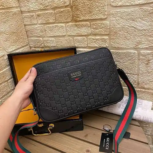 Bolso de hombro gucci, bolso de hombre gucci, bolso de hombro Gucci hecho de cuero de vaca original 