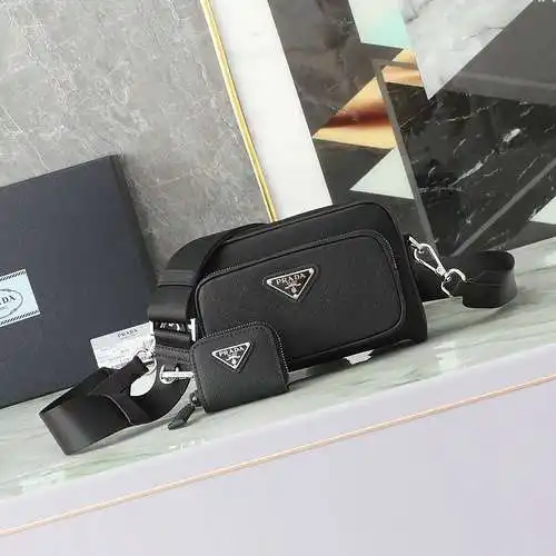 Bolso de hombro prada, bolso de hombre prada, bolso de hombro prada, réplica de alta gama de cuero d