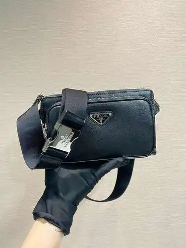 Bolsa de pecho prada, bolsa de hombre prada, bolsa de hombro prada, réplica de alta gama de cuero de