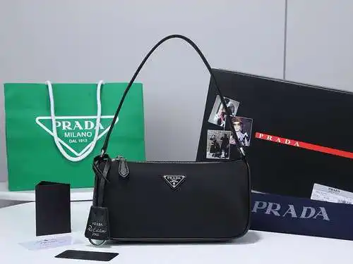 Bolso axilar prada, bolso de mujer prada, bolso de cuero de vaca original importado prada, paquete d
