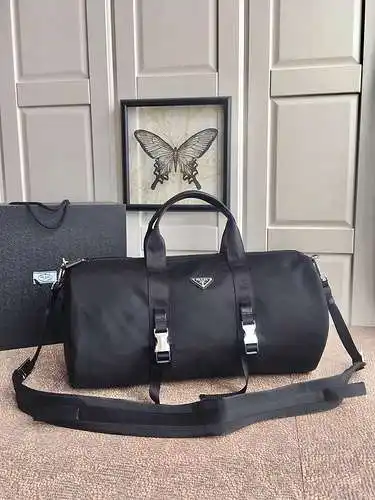 Bolso de viaje prada, bolso prada, cuero superior importado, réplica de alta gama, bolsa de regalo d
