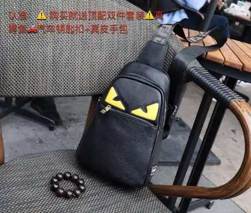 Bolsa de pecho fendi, bolsa de hombre fendi, bolsa de hombro de cuero de vaca original importada fen