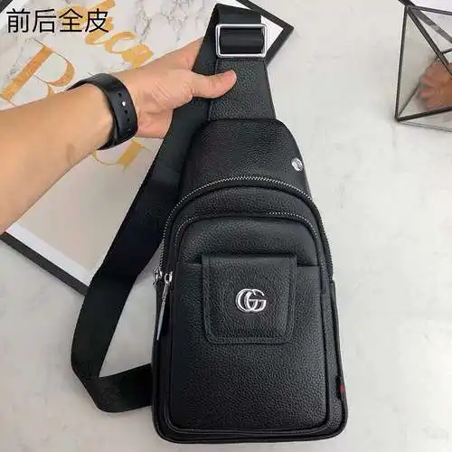 Bolsa de pecho gci, bolsa de hombre gucci, bolsa de hombro Gucci hecha de cuero de vaca original imp