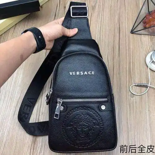 Bolsa de pecho Versace bolsa de hombre Versace bolsa de regalo de entrega de alta calidad de cuero d