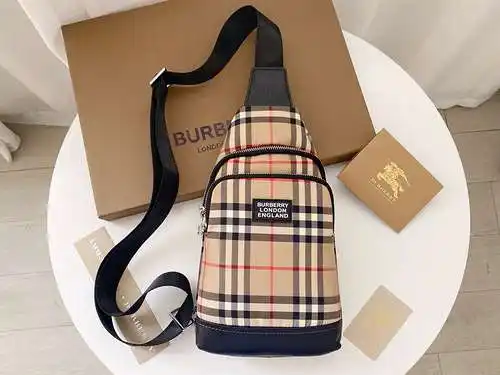 Bolsa de pecho de burberry, bolsa de hombre de burberry, bolsa de hombro de burberry, piel de vaca o