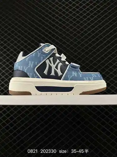 MLB chunky Lier 24ss Low Top New York Yankees retro tallado zapatos de moda retro con patrones oscur