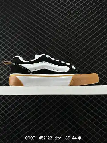 1d1d0g VANS KNU skool retro Black fat Edition 3D Big logo lengua engrosada en blanco y negro con clá