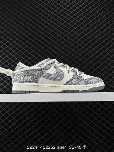 2c60g Nike SB Dunk Low Dior correas tejidas gancho gris aniversario de la personalización de alta ga