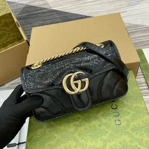 Bolsa de cadena Gucci bolsa de mujer Gucci bolsa de regalo de entrega regrabada de alta gama de cuer