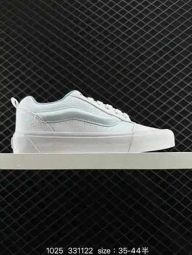 1d1d0g VANS Classics KNU skool patrón oficial de litchi superficie de cuero blanco zapatos de bolsa 