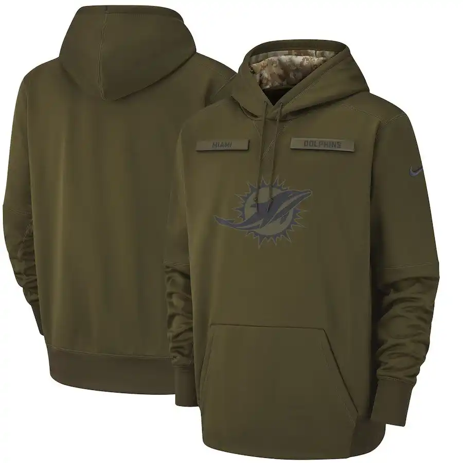 Miami Dolphins Nike Men&amp;#x27;s Salute to Service Pullover Performance Green Hoodie.webp