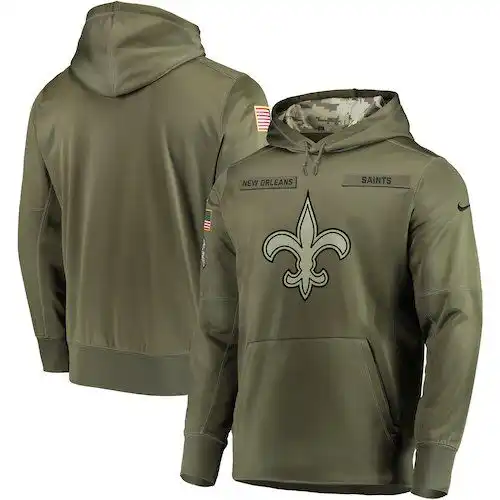 New Orleans Saints Nike Men&amp;#x27;s Salute to Service Pullover Performance Green Hoodie.webp