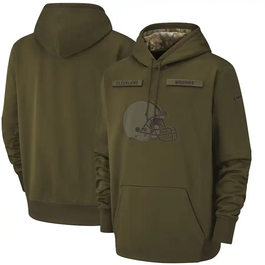 Cleveland Browns Nike Men&amp;#x27;s Salute to Service Pullover Performance Green Hoodie.webp