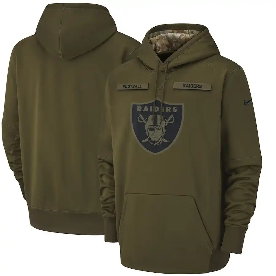Oakland Raiders Nike Men&amp;#x27;s Salute to Service Pullover Performance Green Hoodie.webp