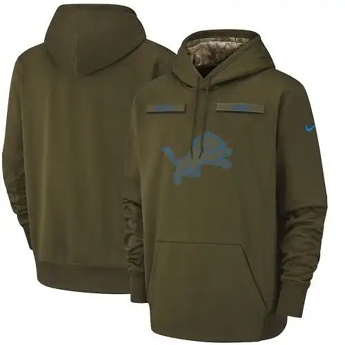 Men&amp;#x27;s Detroit Lions Nike Olive Salute to Service Sideline Therma Performance Pullover Hoodie.webp