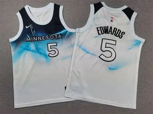 Ropa infantil temporada 2425 Timberwolves No 5 Anthony Edwards City Edition blanco