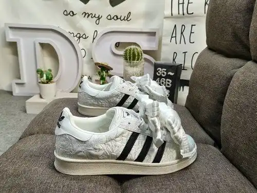 373D Adidas Three Leaf Clover Originals Superstar Shell Head Clásico versátil zapatos deportivos cas