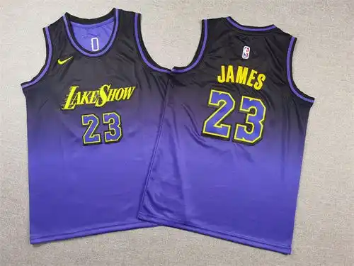 Ropa infantil 2425 temporada Lakers 23 James City versión degradada púrpura