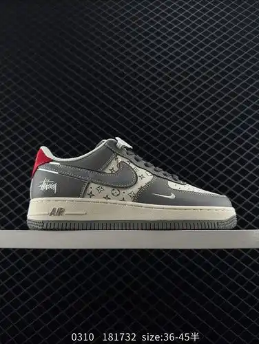 Nk Fuerza Aérea 1ampx27 07 Bajo LV co marca beige con patrón Fuerza Aérea No1 zapatos de tabla casua