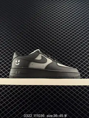 1-layer inner air cushion [Customized sneakers] Nike Air Force 1 OKHR Black Warrior Grey Smiling Fac