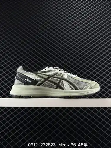 Asics Jog S Retro versátil malla cuero sintético antideslizante corte bajo zapatos de carrera casual