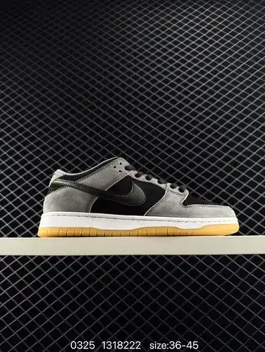 True label with half size Nike Dunk Low; Dark Smoke Grey"  The Nike SB low cut black gray s
