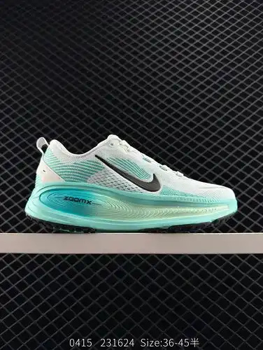 The Nike Vomero 18 is a low cut, grey green, fashionable, comfortable, non slip, wear-resistant, and