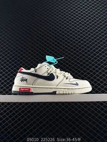 [Customized Version] Nike SB Dunk Low x Stussy x Supreme White Deep Blue Hook Strap Pure Original Ma