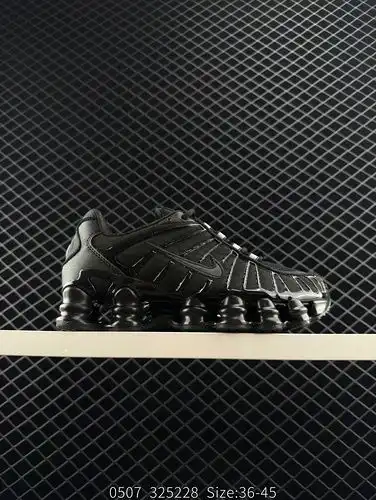The Nike Shox TL full-length air column cushioning casual running shoe takes mechanical cushioning p