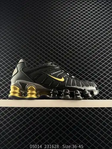 The Nike Shox TL full-length air column cushioning casual running shoe takes mechanical cushioning p