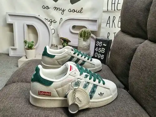 096D Adidas Three Leaf Clover Originals Superstar Shell Head Clásico versátil zapatos deportivos cas