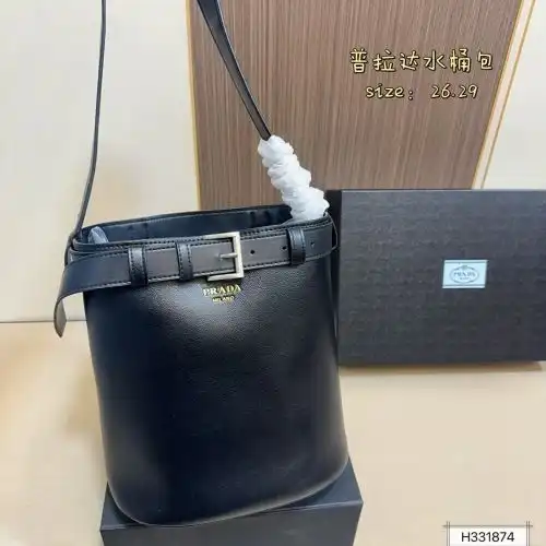 PRADA bucket bag Purada women's bag Purada crossbody bag using imported original cowhide high-end qu