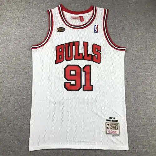 Bulls No. 91 Dennis Rodman Finals Retro White