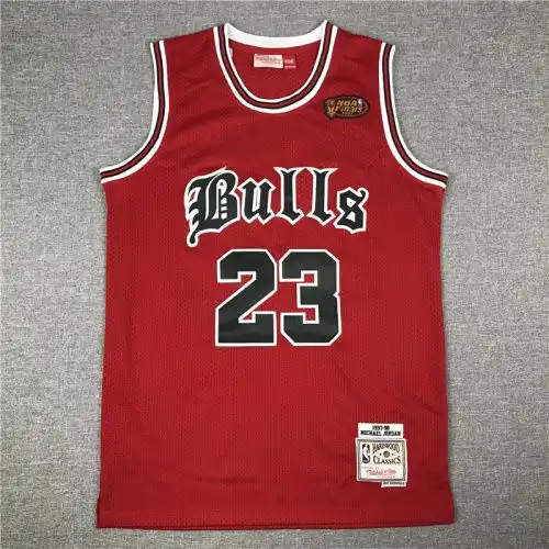 Bulls No. 23 Michael Jordan Old English Retro Red