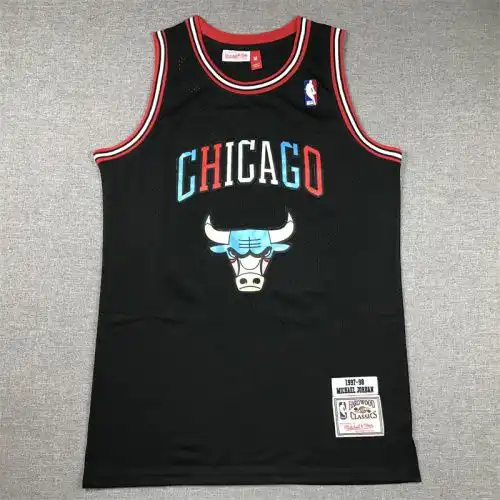 Bulls No. 23 Michael Jordan Rainbow Retro Black
