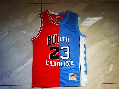 Bulls North Carolina No. 23 Michael Jordan Spliced ​​Retro Blue and Red