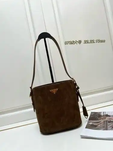 PRADA bucket bag Purada women's bag Purada crossbody bag using imported original cowhide high-end qu