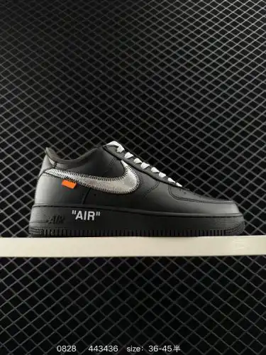 1 AF1 x OW overseas original shoe mold original delicate lychee pattern leather one silver hook is v